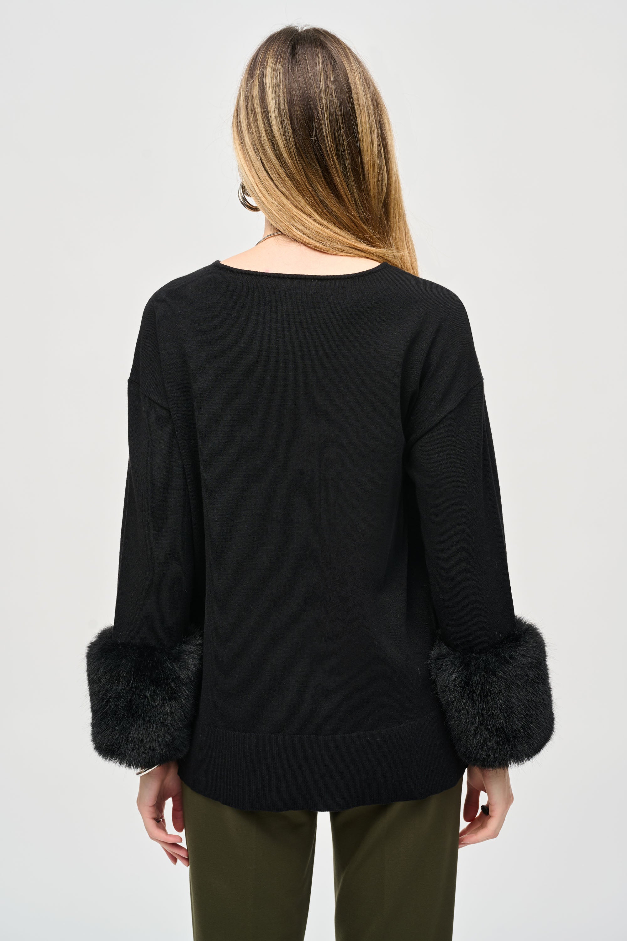 Joseph Ribkoff Sweater Knit Tunic With Faux Fur Cuffs
243955 in Black