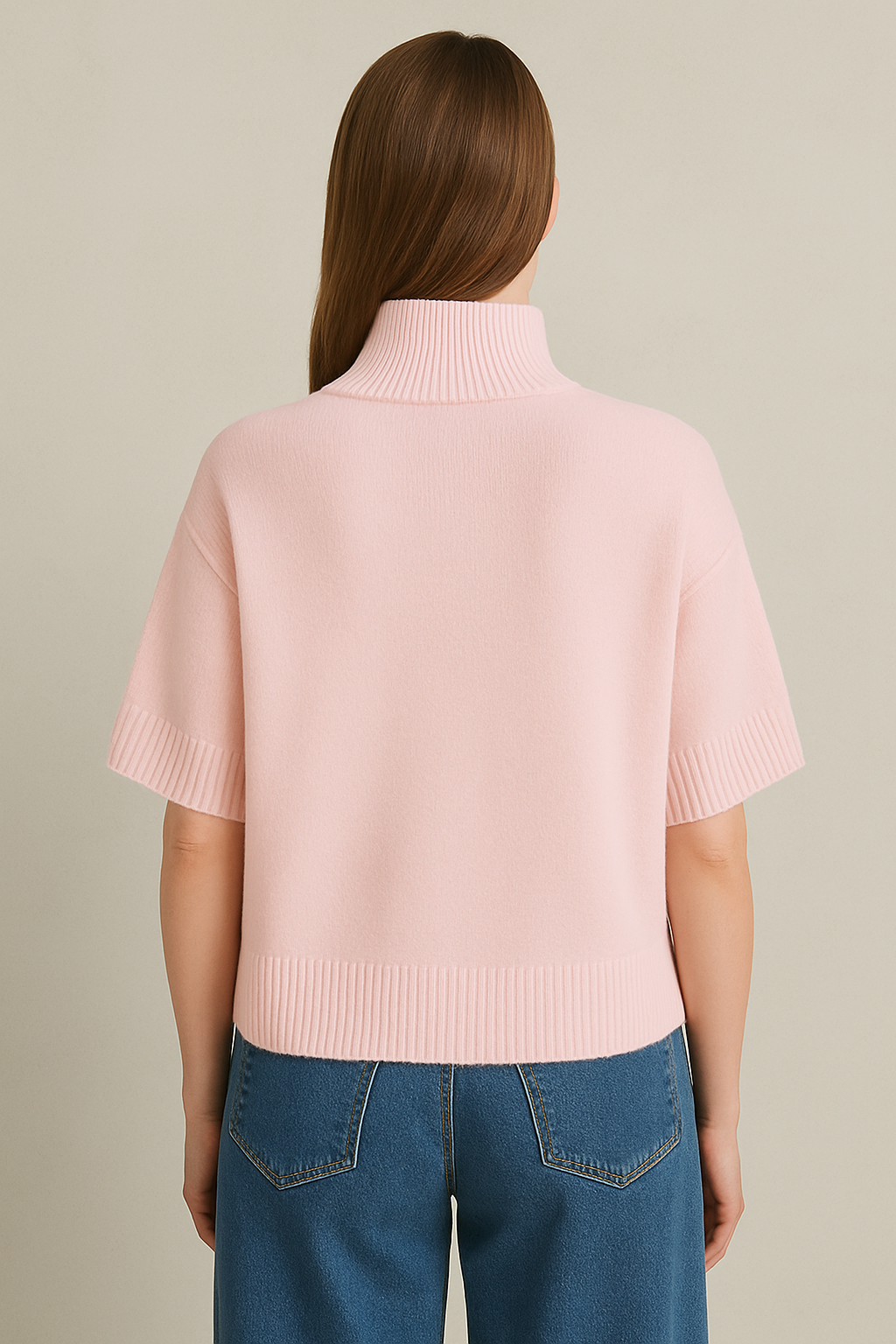 Alpini Boxy Knit Sweater – Soft Pink – Made in Italy - One Size