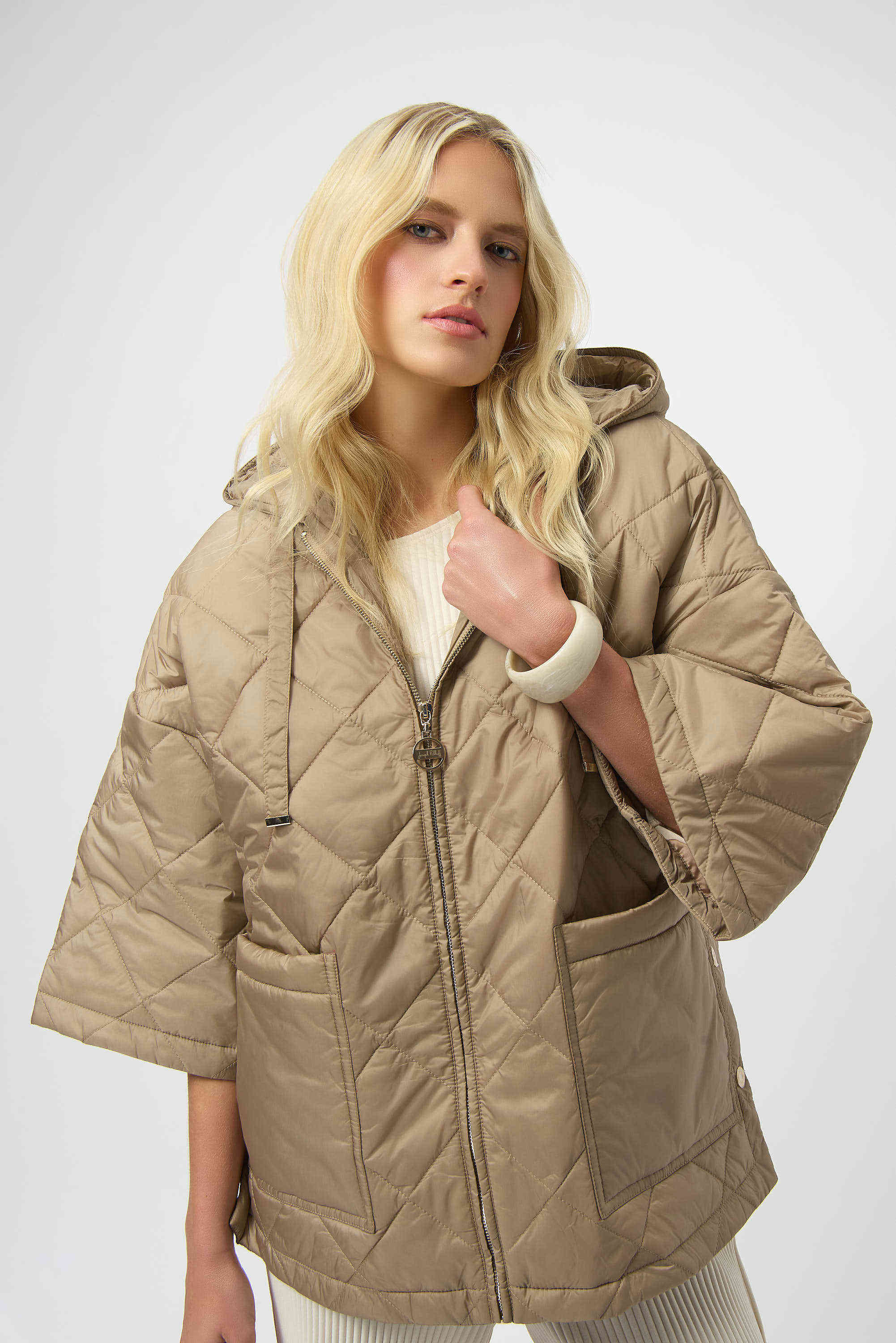 Pre- Order - Joseph Ribkoff Woven Diamond Quilt Hooded Jacket
254914