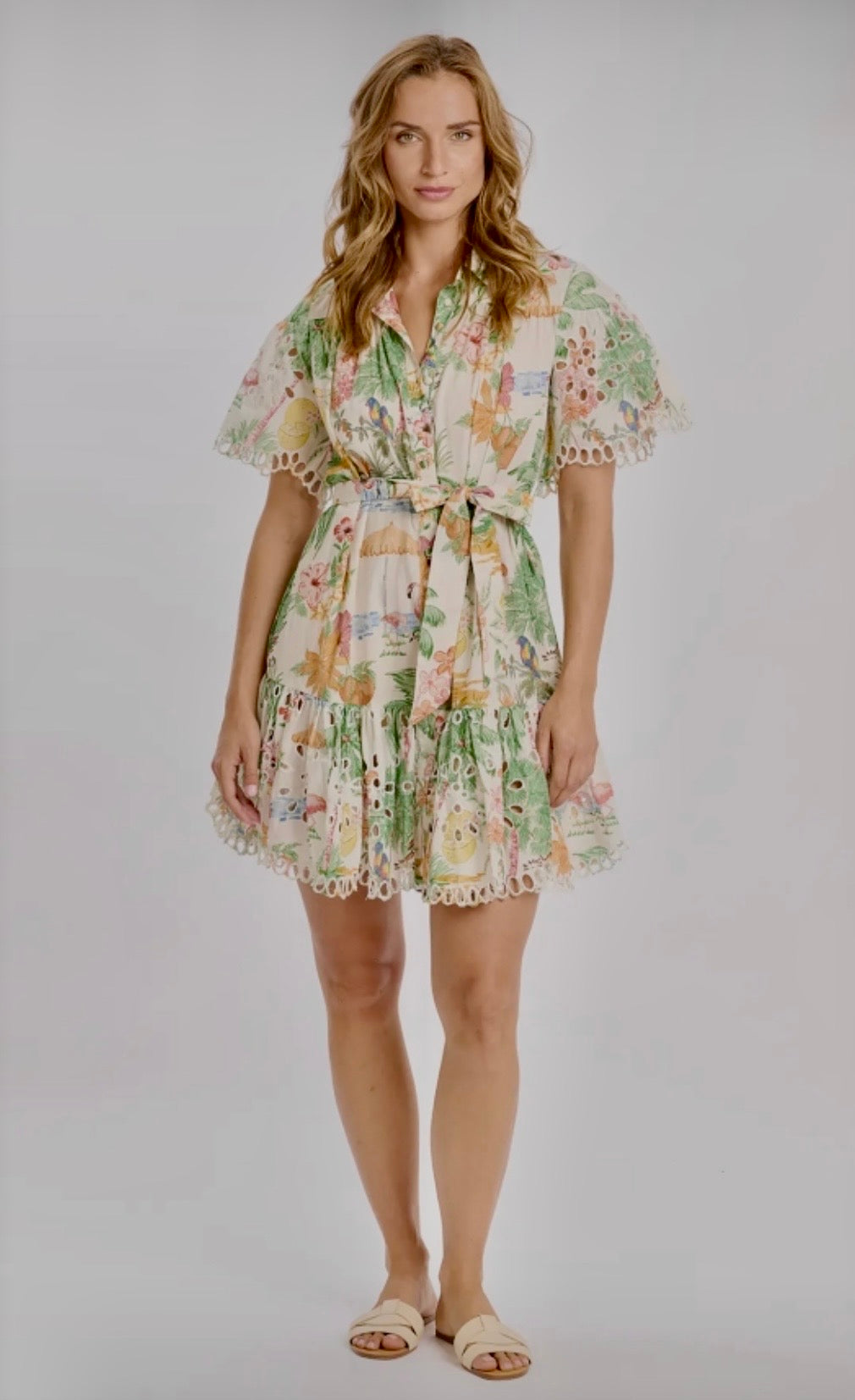 Miss June NS110 Dress Alva – Short Sleeve Dress with Belt One Size