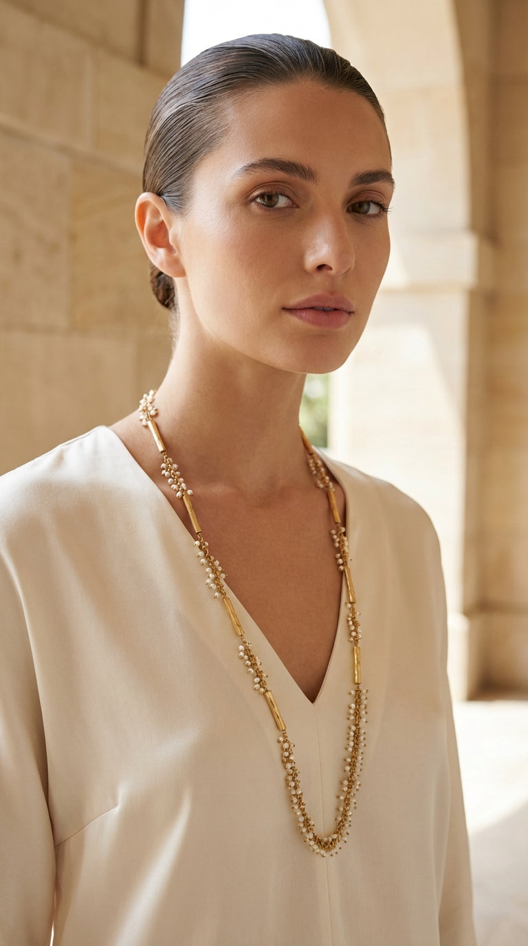 Envy Style 4810 Gold Layered Beaded Necklace – Complimentary Gift Packaging