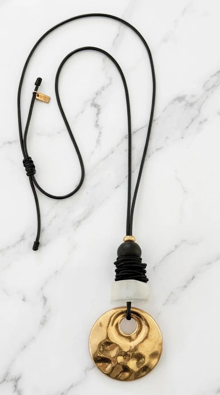 Envy Black & Gold Long Pendant Necklace – Style 599/N/H