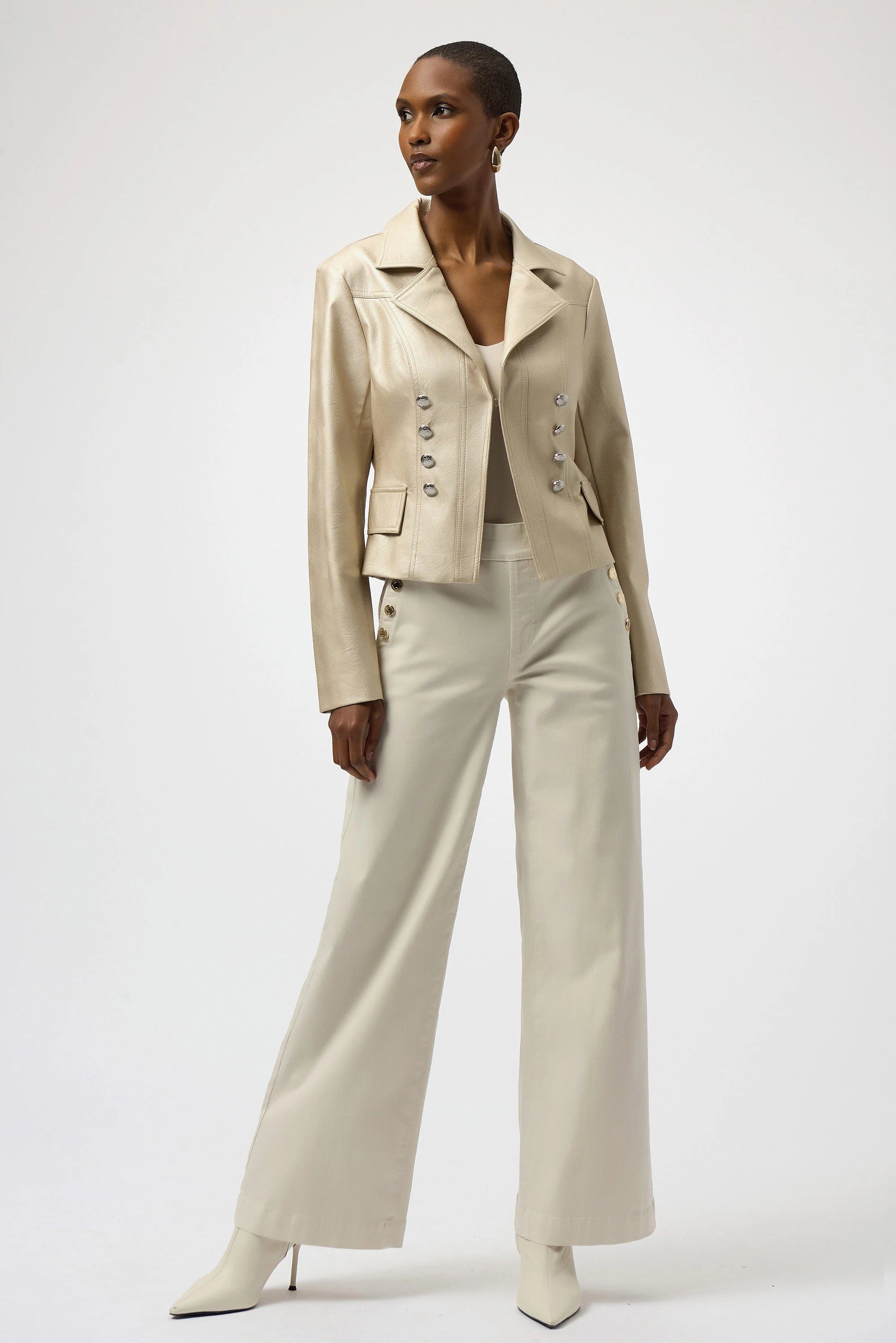 Pre- Order - Joseph Ribkoff Leatherette Notched Collar Fitted Jacket
254925