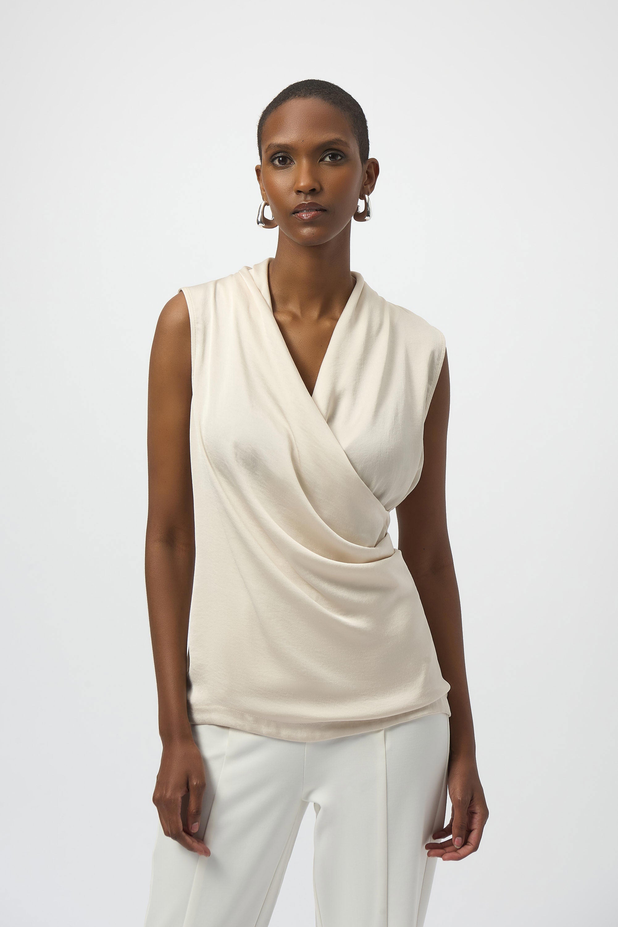Joseph Ribkoff Recycled Satin & Silky Sleeveless Wrap Top
254215