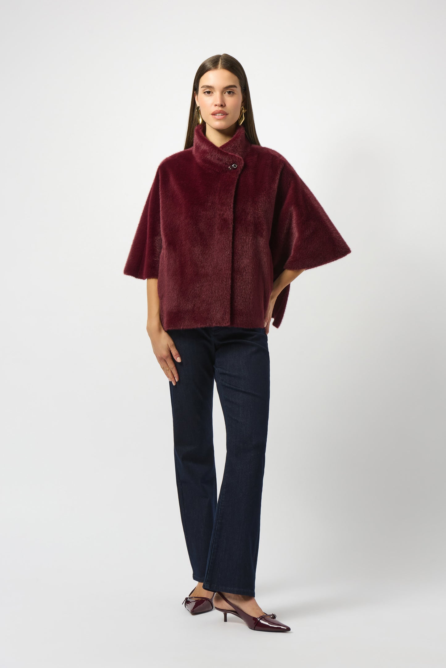 Joseph Ribkoff Bonded Faux Fur Suede Jacket
253924 in Merlot