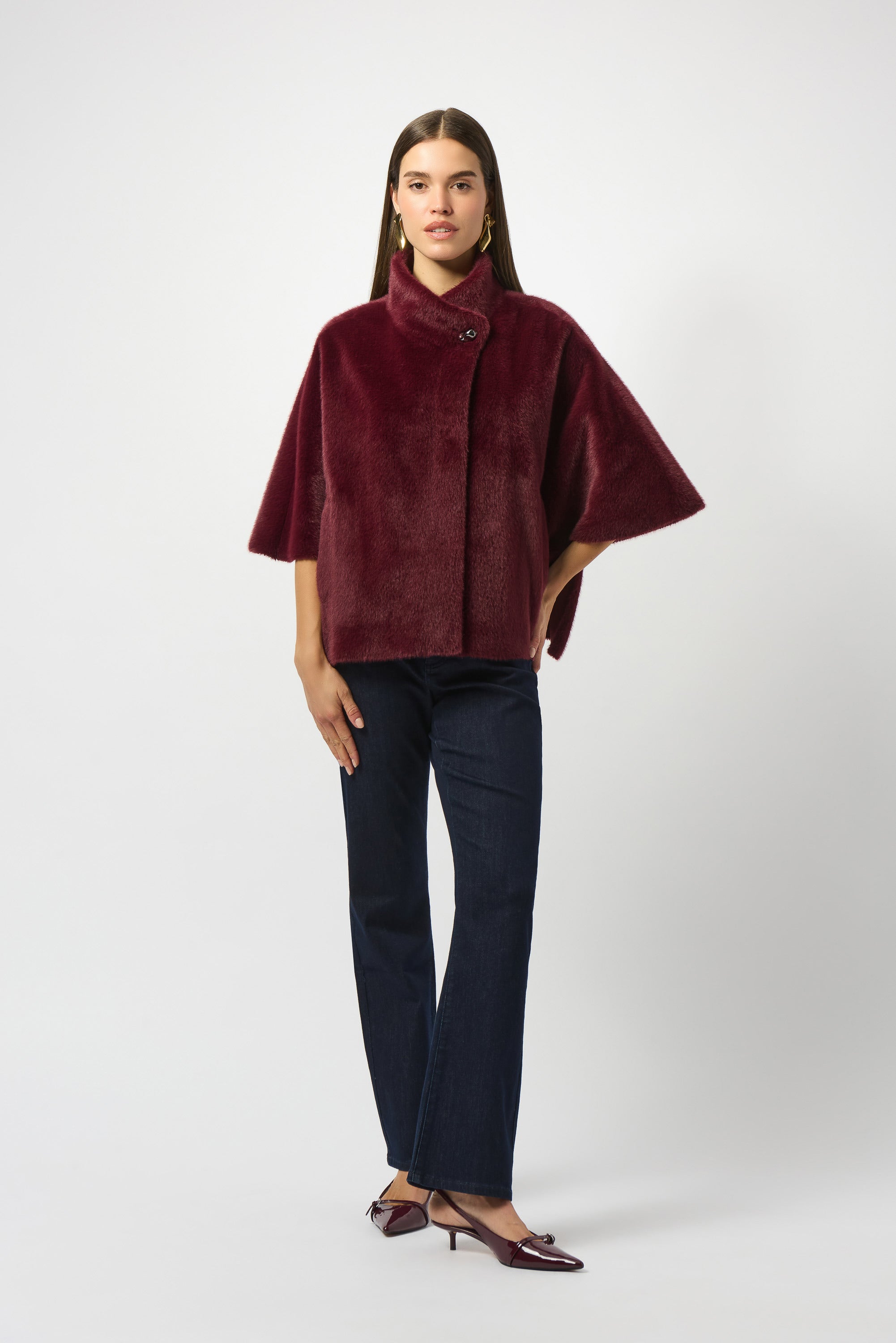 Joseph Ribkoff Bonded Faux Fur Suede Jacket
253924 in Merlot