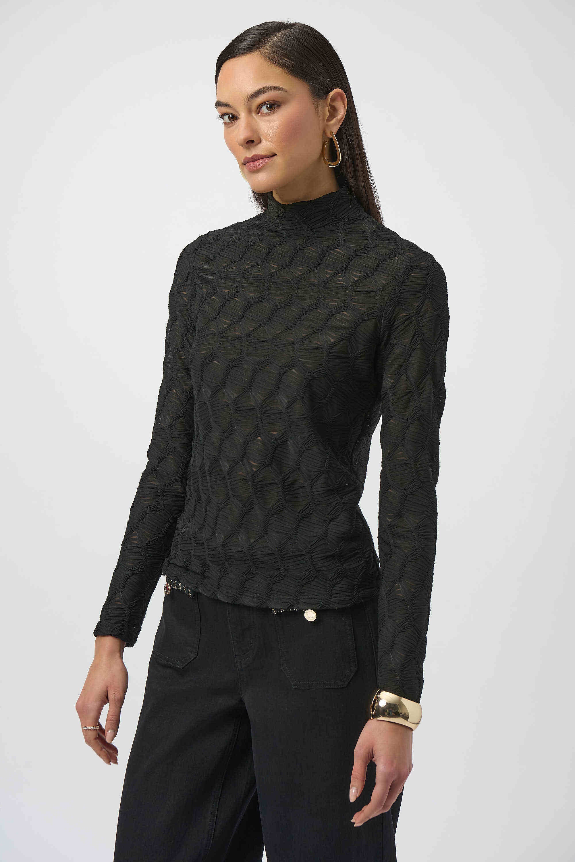 Joseph Ribkoff Textured Knit Fitted Top
254128