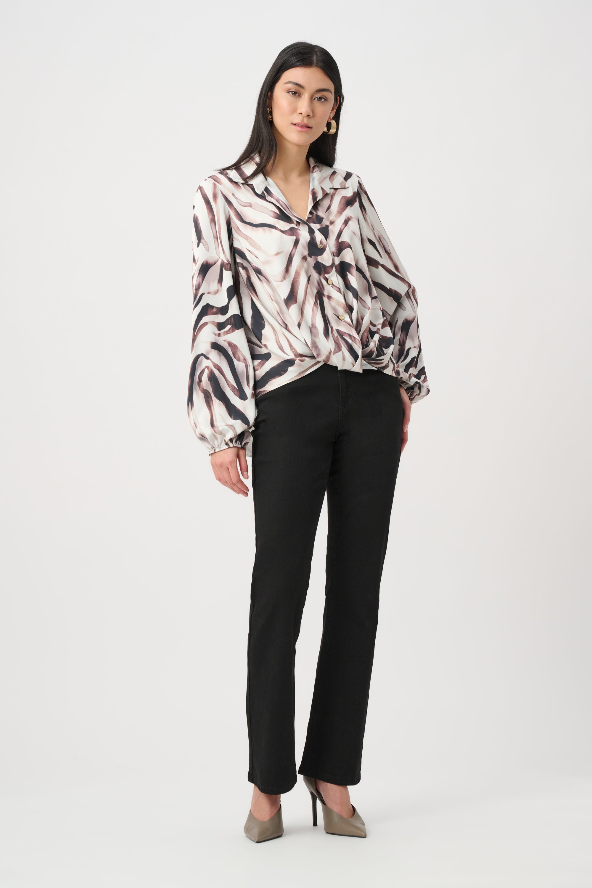 Recycled Satin Animal Print Draped Top
263057
