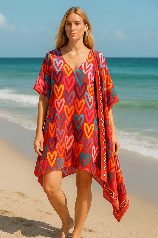 Malissa J Beach Kaftan & Coordinating Scarf – Vibrant Resort Wear | One Size