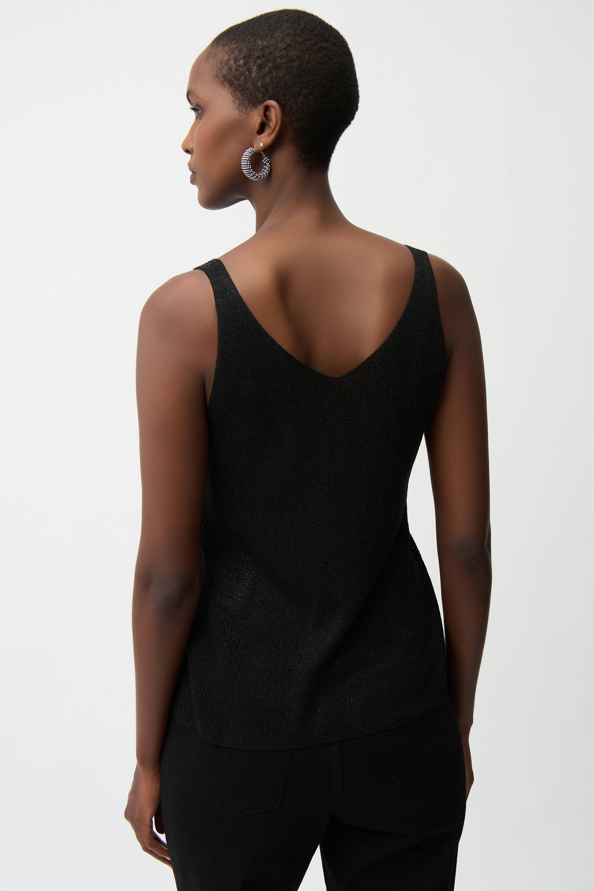 Metallic Knitted Camisole with Rhinestones
252915F25