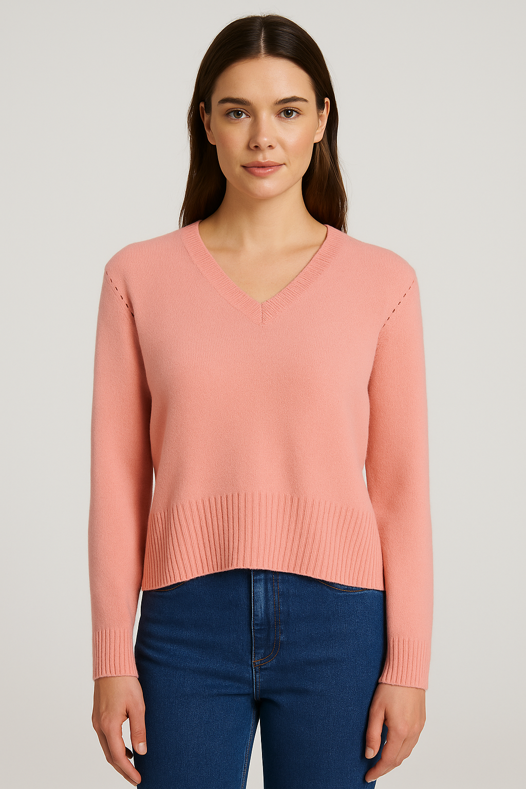 Alpini Knitwear Coral V-Neck Sweater – Made in Italy - One Size