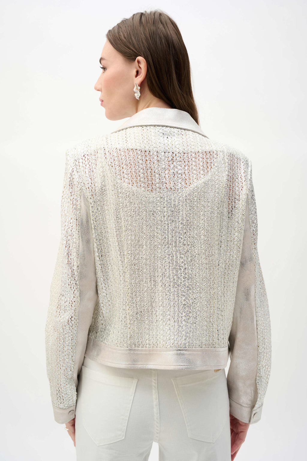Faux Suede Foiled Knit Moto Jacket
262902