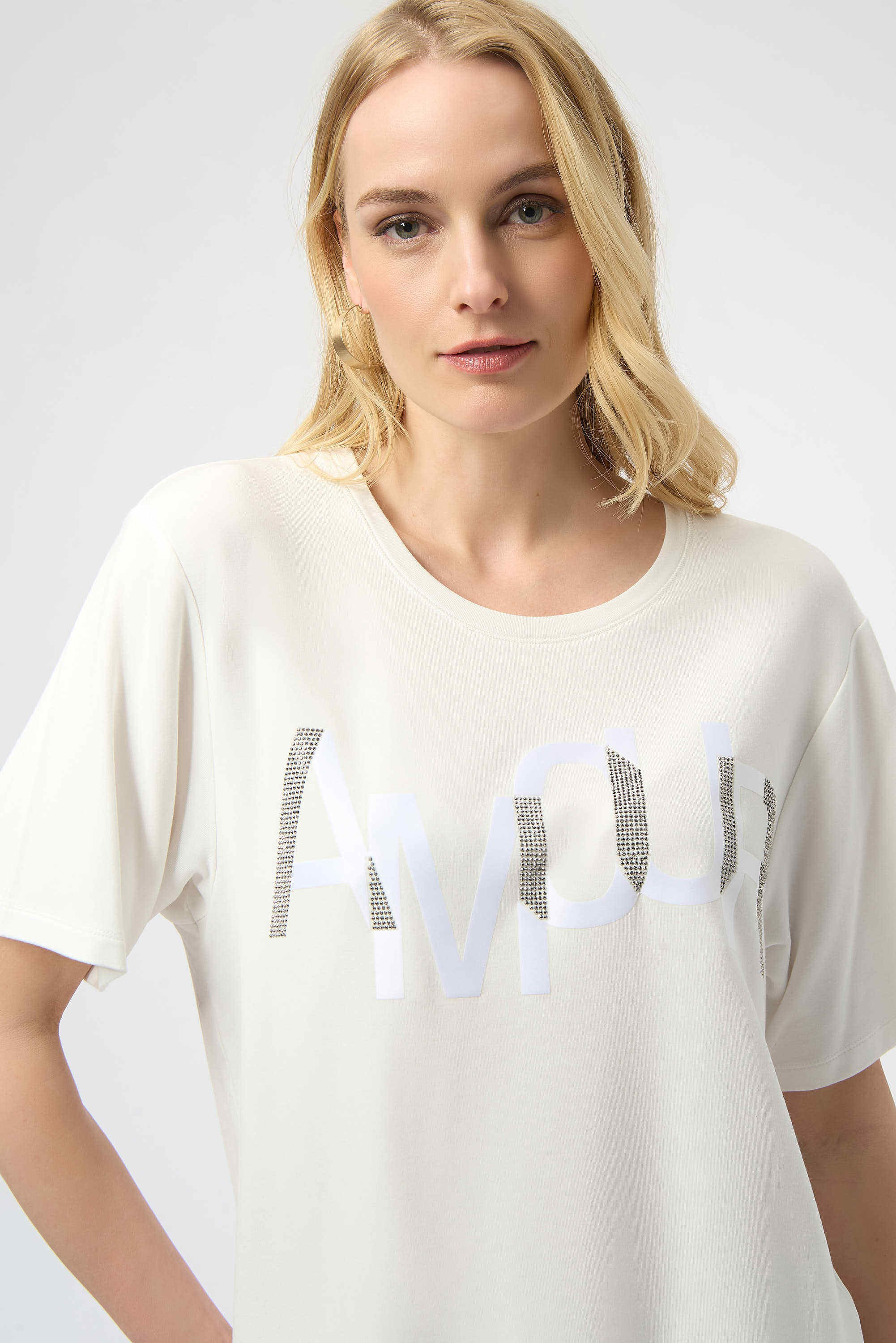 Pre- Order - Joseph Ribkoff T-Shirt with Rhinestone Word
254958