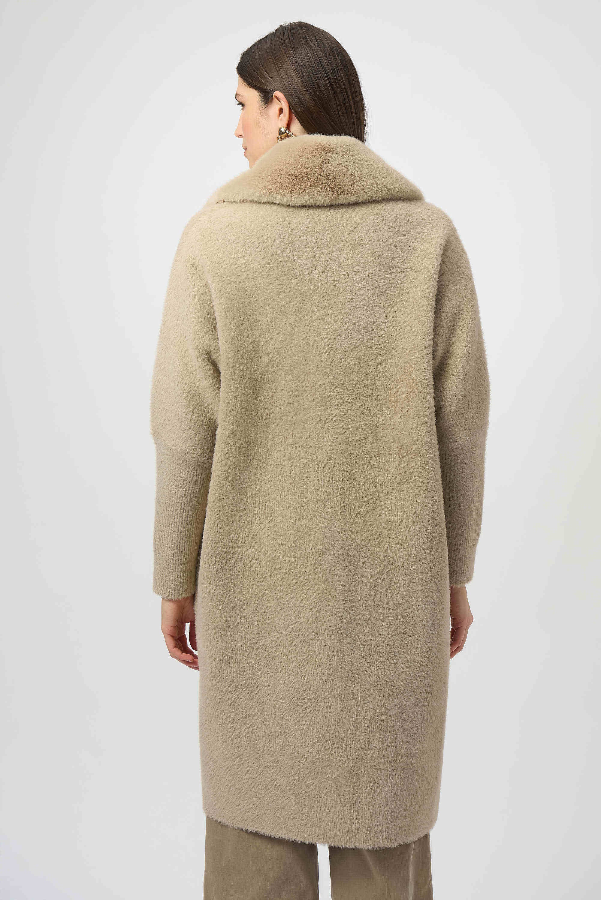 Pre- Order - Joseph Ribkoff Feather Yarn and Faux Fur Sweater Coat
254954 in Fawn