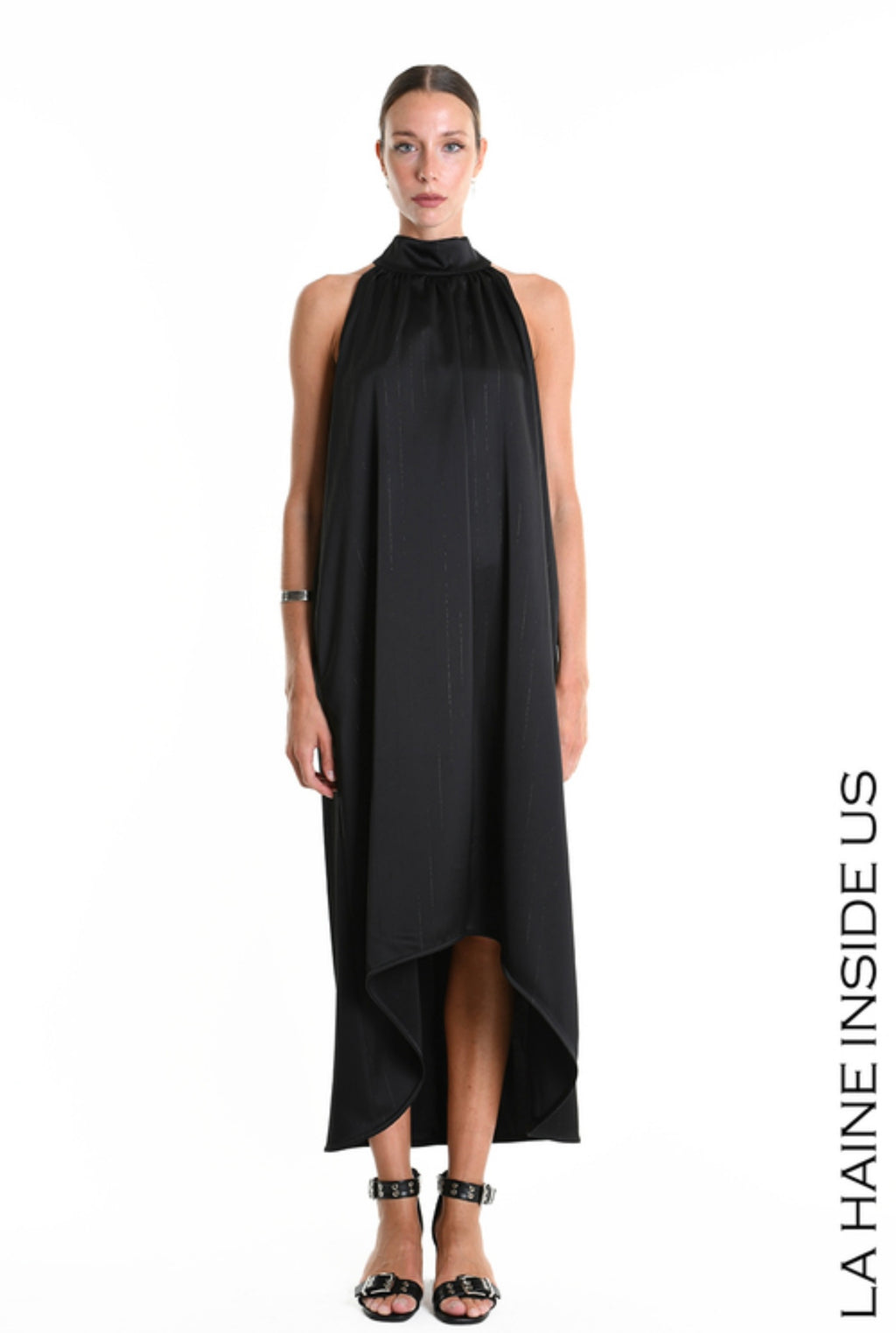 La Haine Inside Us Satin Pinstripe Lurex Dress – Style W5285