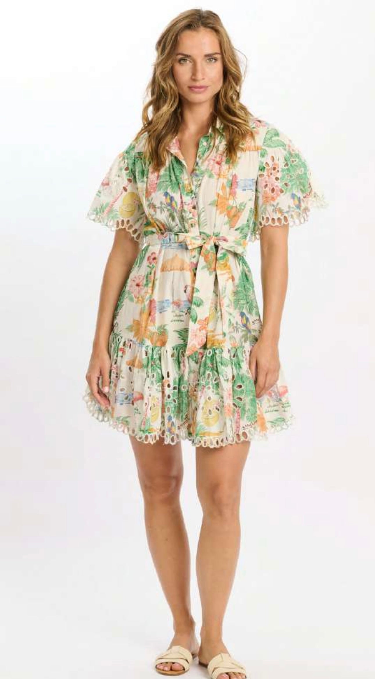 Miss June NS110 Dress Alva – Short Sleeve Dress with Belt One Size