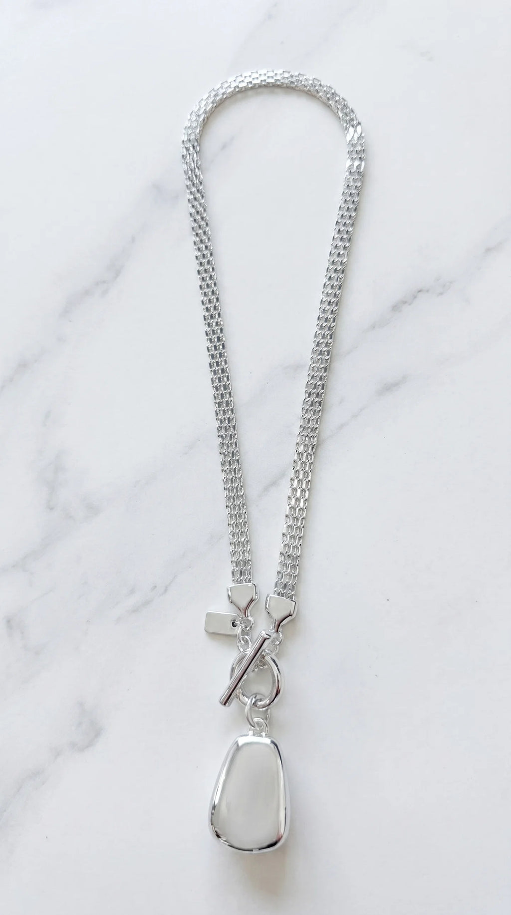 Envy Silver Mesh T-Bar Pendant Necklace – 504/SL/N/N
