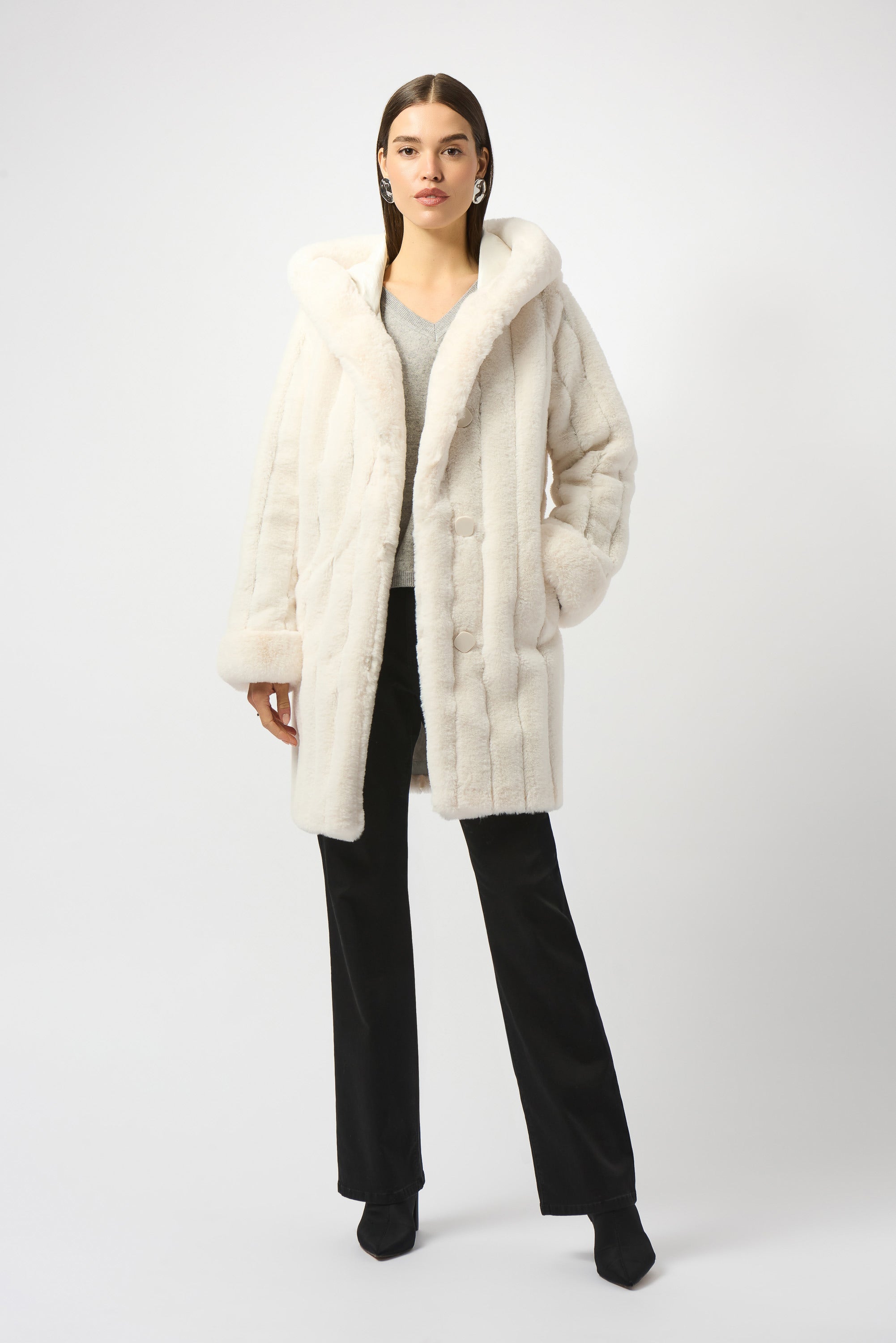 Joseph Ribkoff Faux Fur Reversible Hooded Coat
253926 in Vanilla