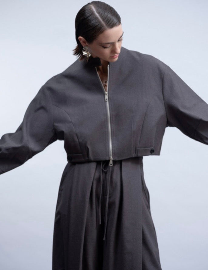 HAAKO H2018 Grey Sport-Chic Bomber Jacket