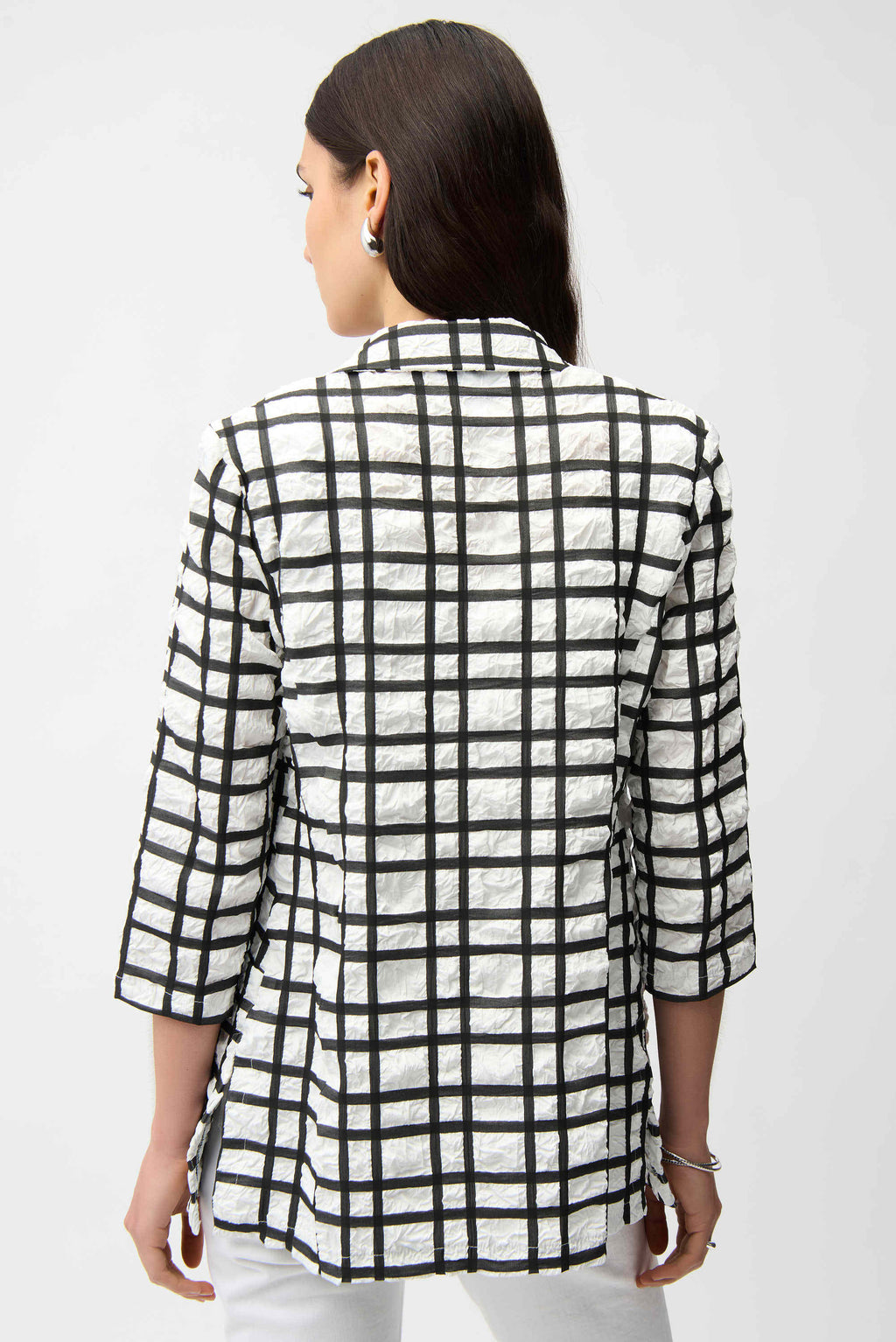 Joseph Ribkoff Jacquard Plaid Print Boxy Blazer With Notched Collar
261268