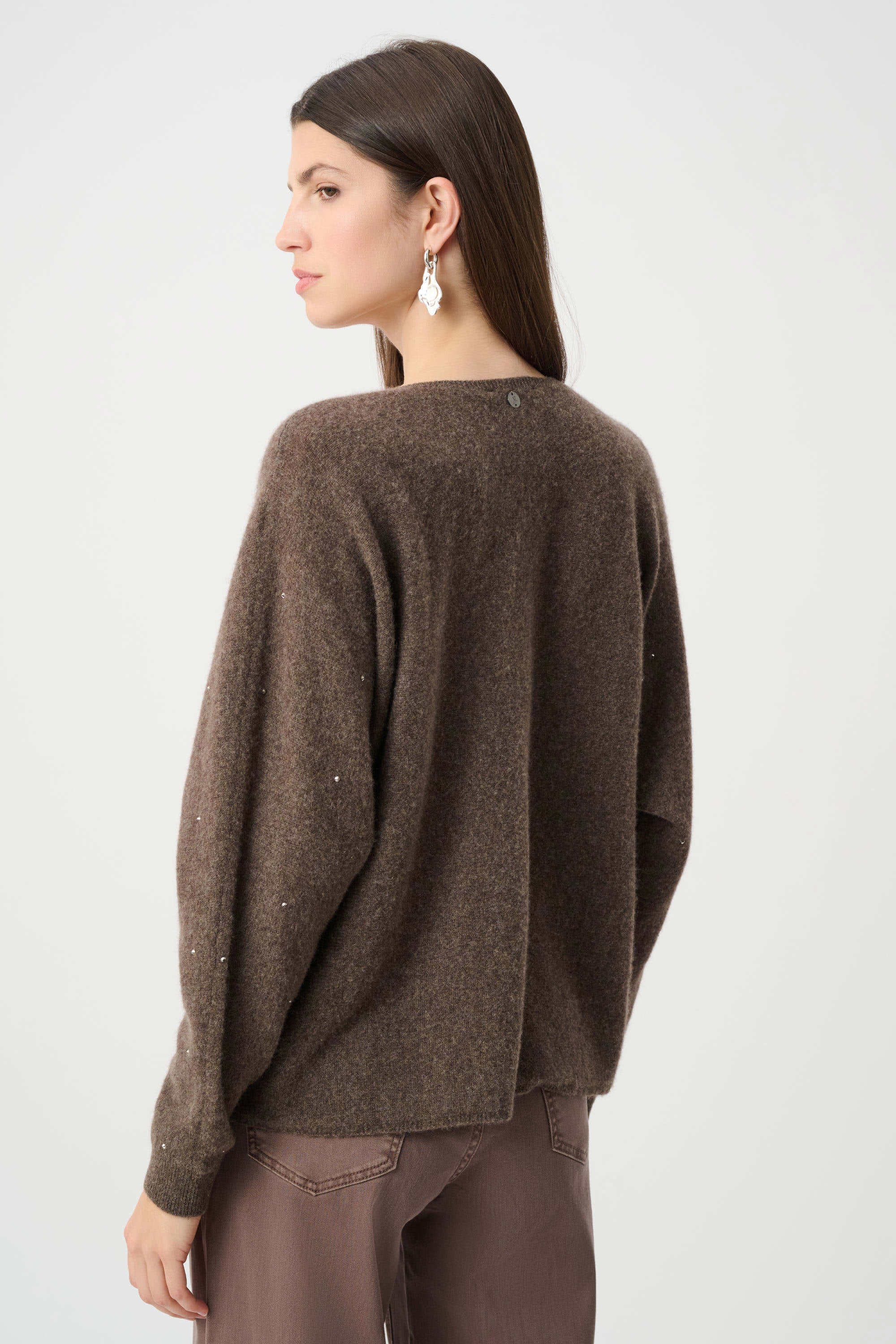 Joseph Ribkoff Cashmere Boxy Sweater With Rhinestone Detail
263940 Taupe Melange