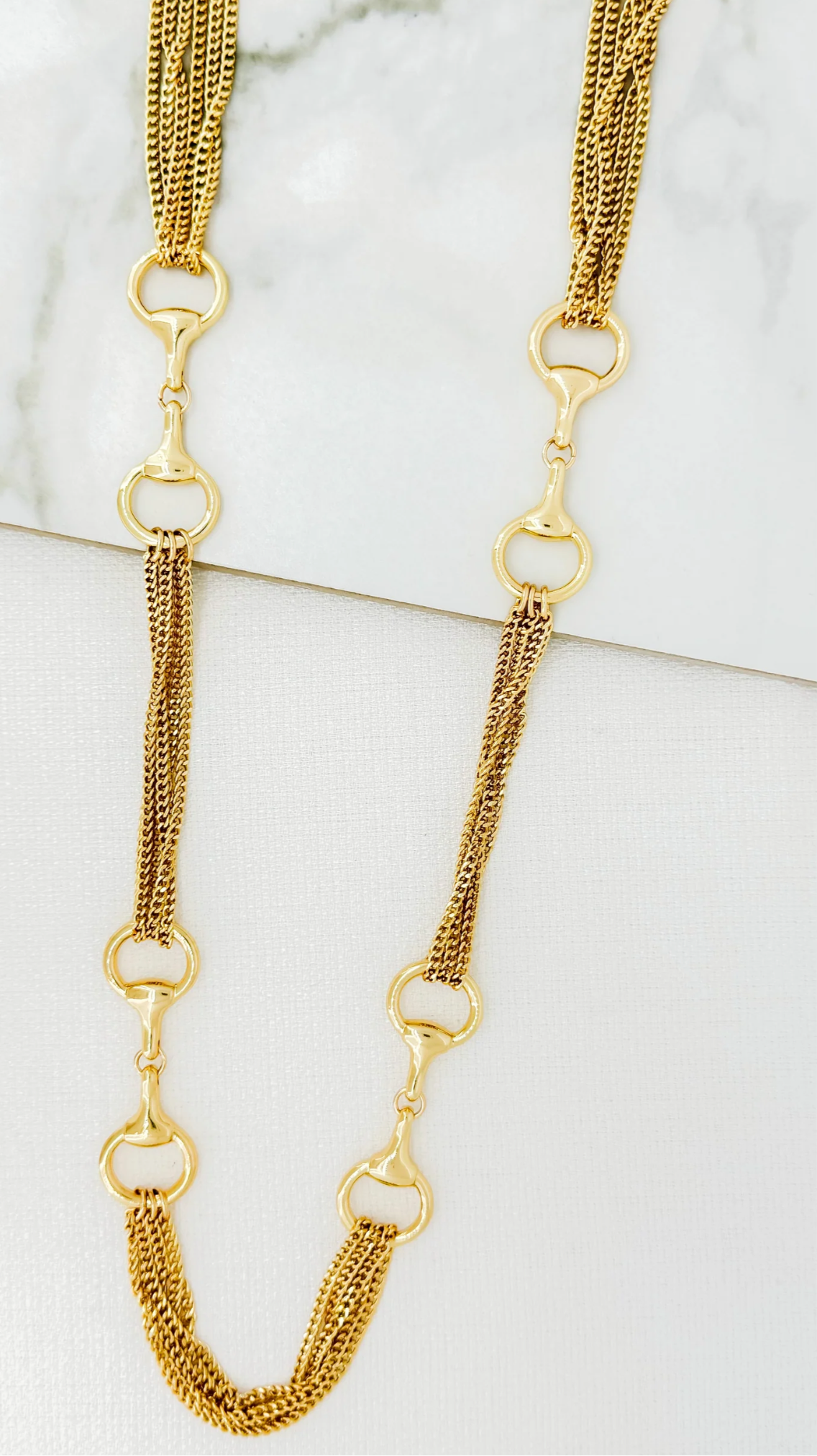 Envy Jewellery Long Gold Multi Strand Necklace (Style 4511/GD/N/T)