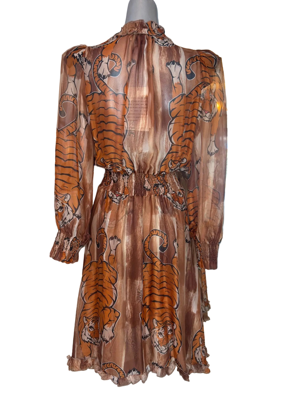 5 Progress Tiger Silk Mini Dress – Brown