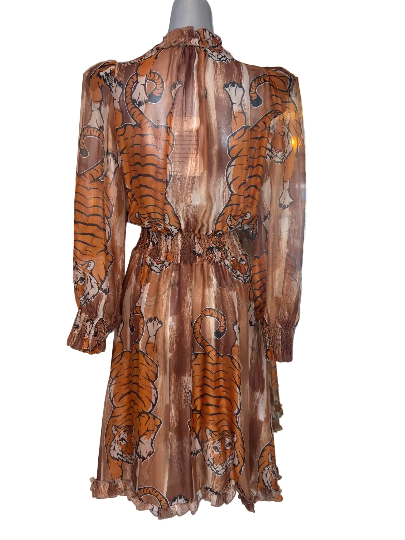 5 Progress Tiger Silk Mini Dress – Brown