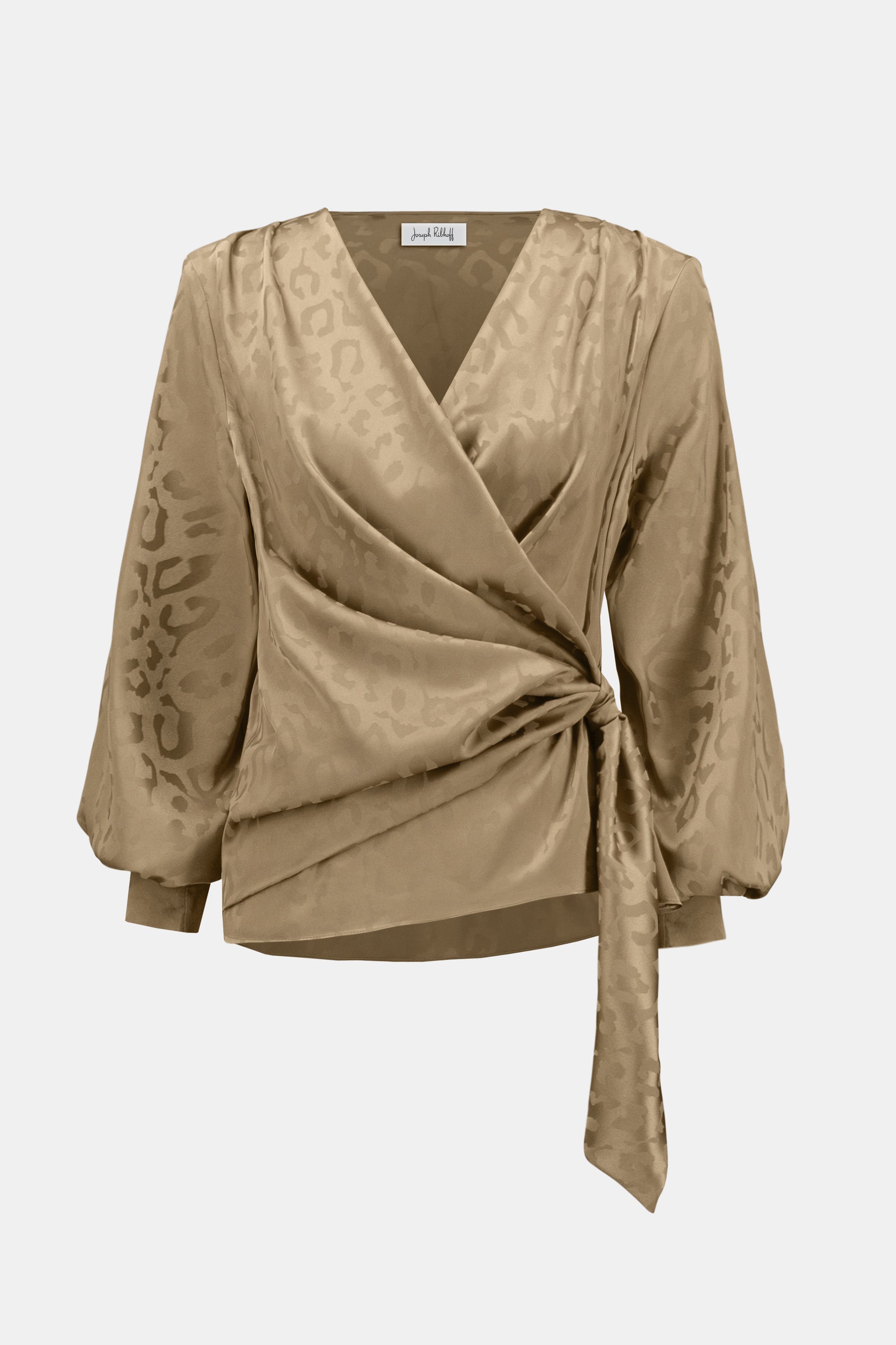 Jacquard Satin Animal Print Wrap Top
254060