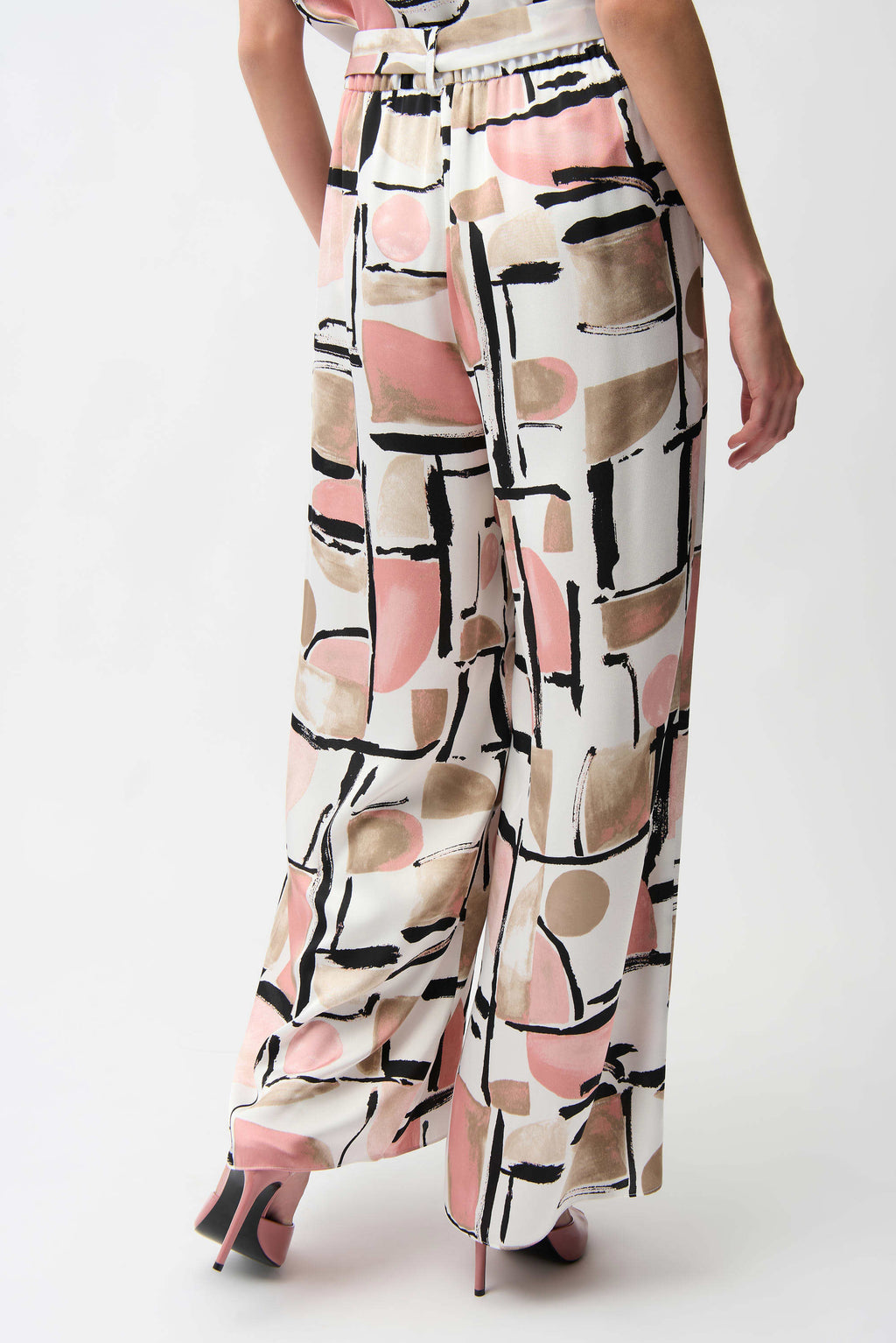 Joseph Ribkoff Recycled Satin Abstract Print Wide Leg Pull-On Pants
261198