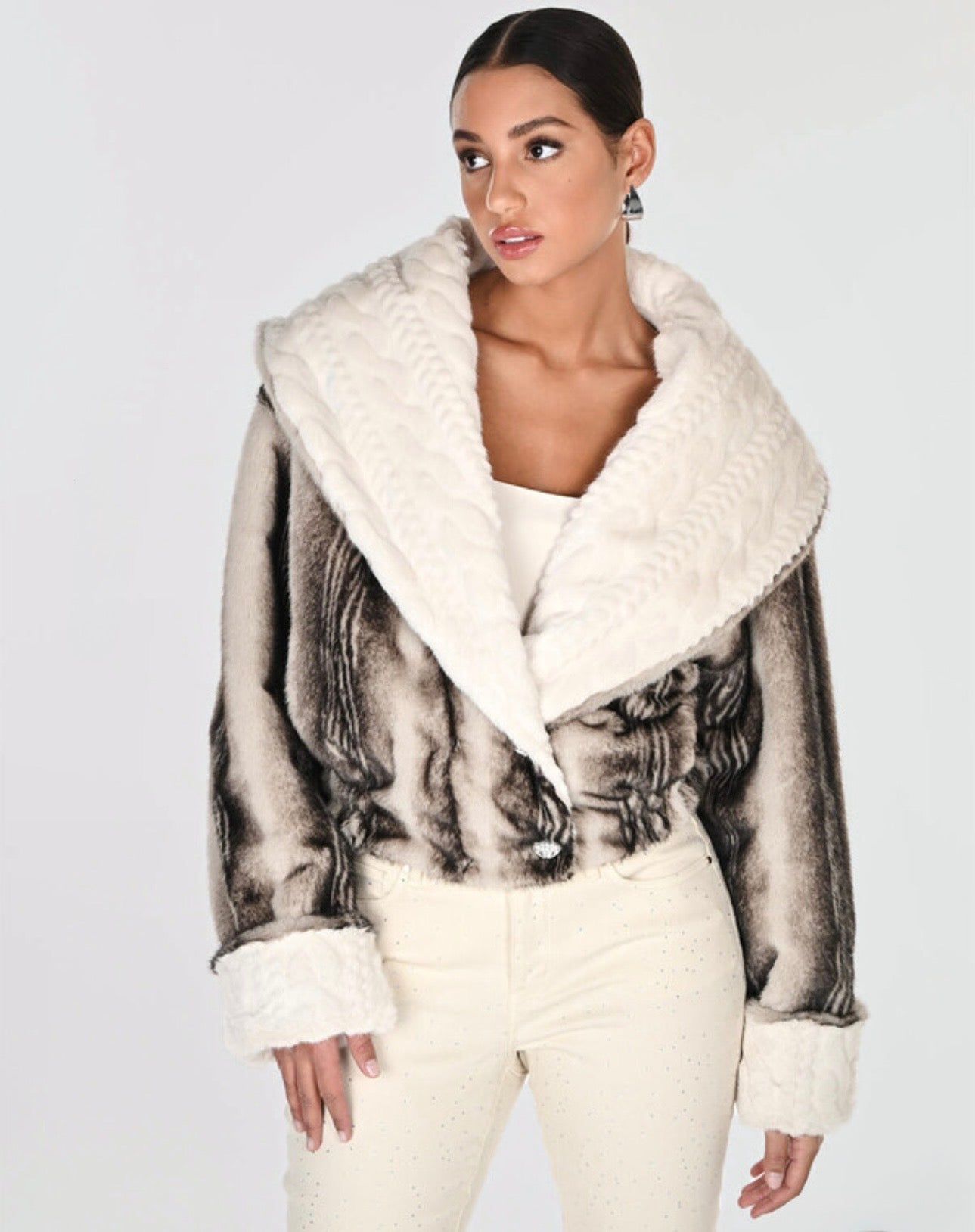 Frank Lyman Faux Fur Reversible Jacket Style 263799