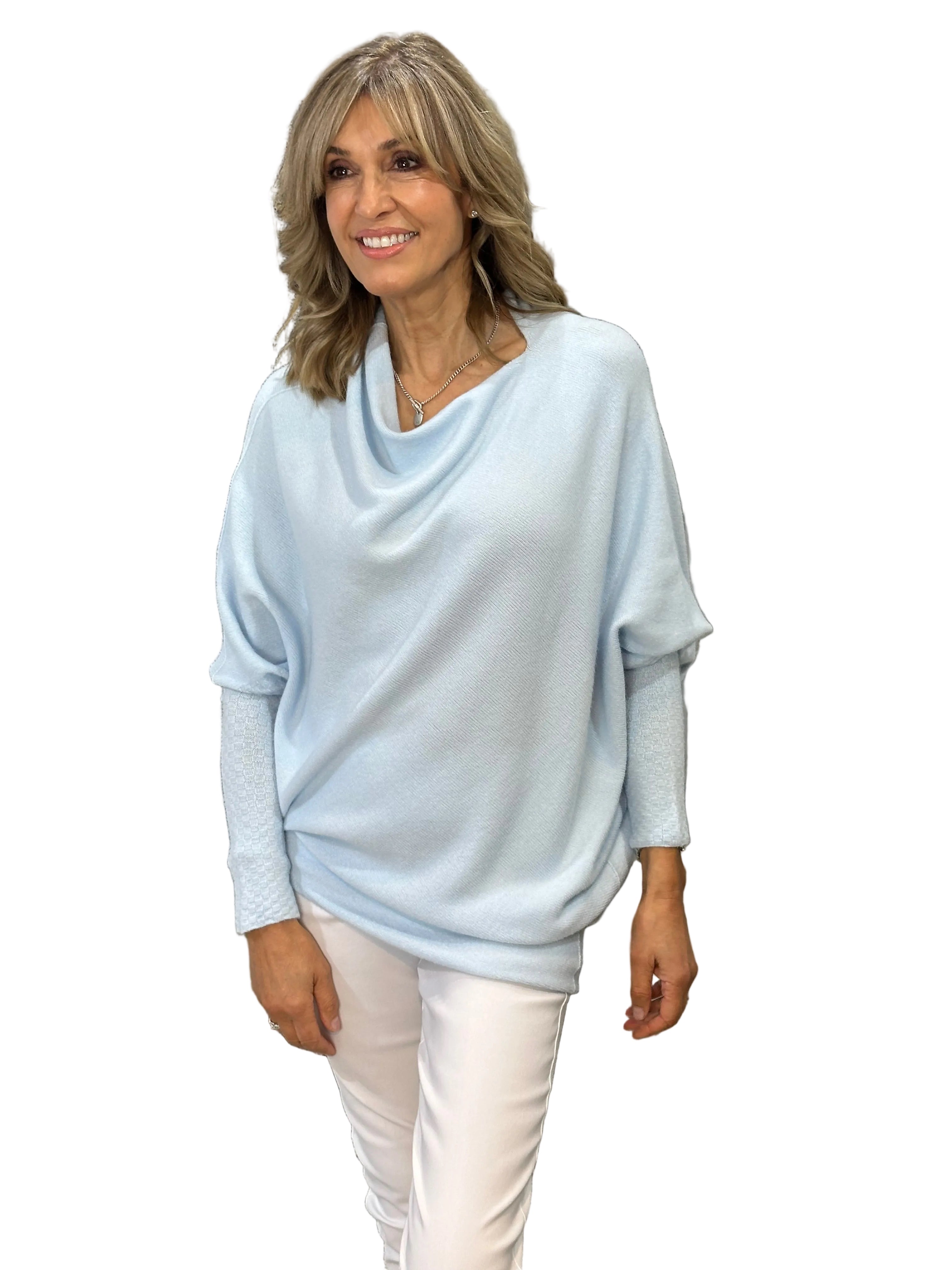 Alpini Made in Italy Asymmetrical Knit Sweater – Multi-Way Styling

Ice Blue