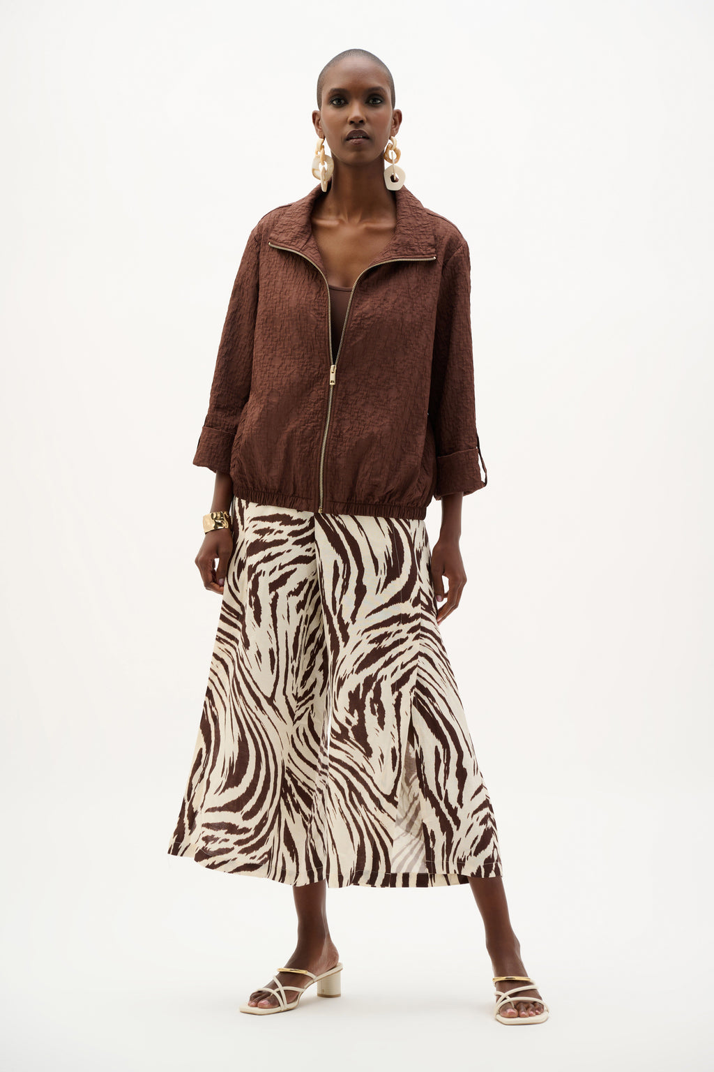 Jacquard Bomber Jacket With Funnel Collar
262138 In Mahogany