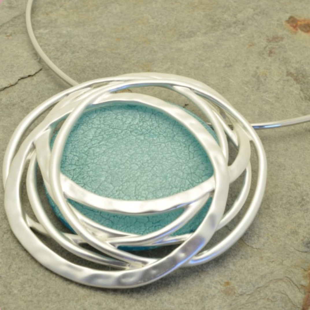 Miss Milly Aqua Green and Silver
Statement Necklace
FN375BTMB