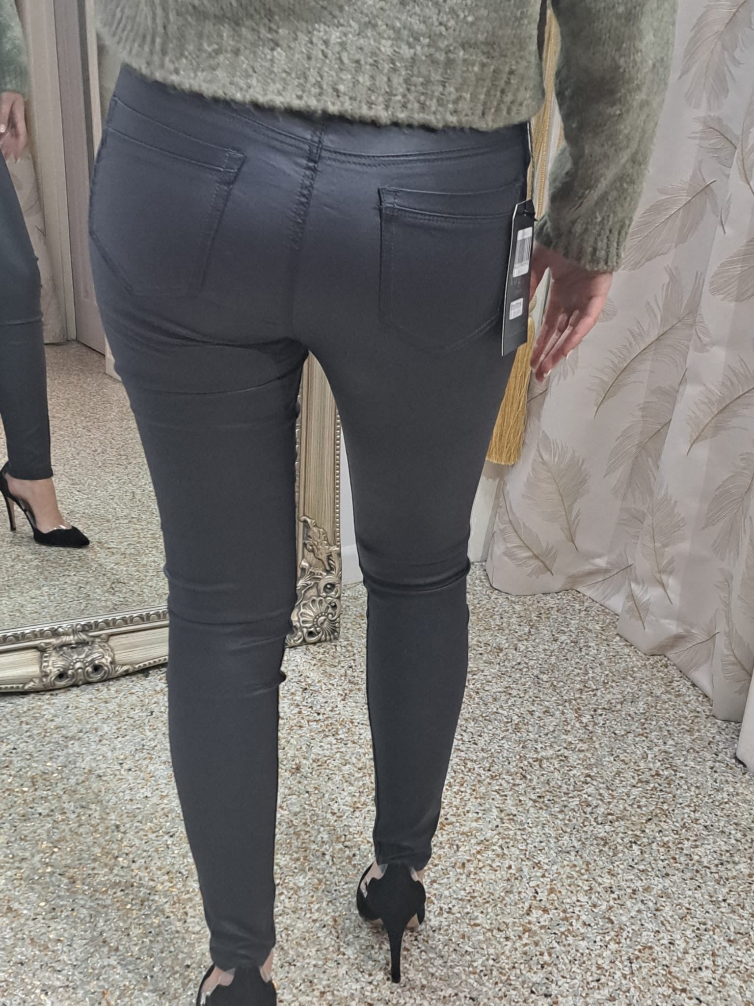 Voggo Dark Blue Waxed Jeans High Rise