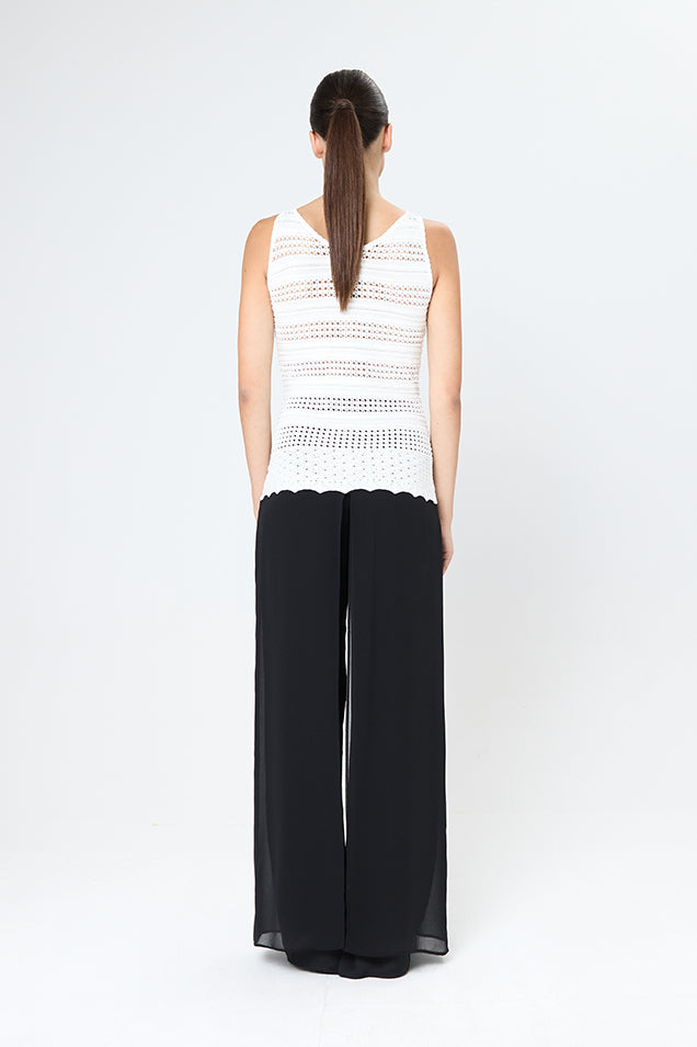 Arggido White crochet boho v neck knitted vest top