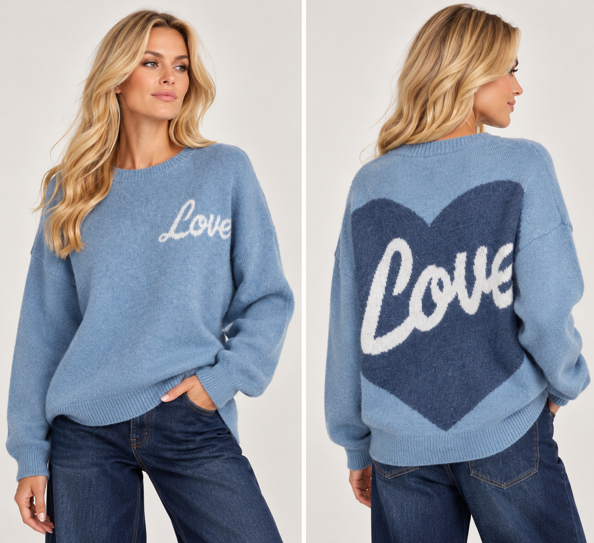 Gold & Silver Love Heart Jumper – One Size