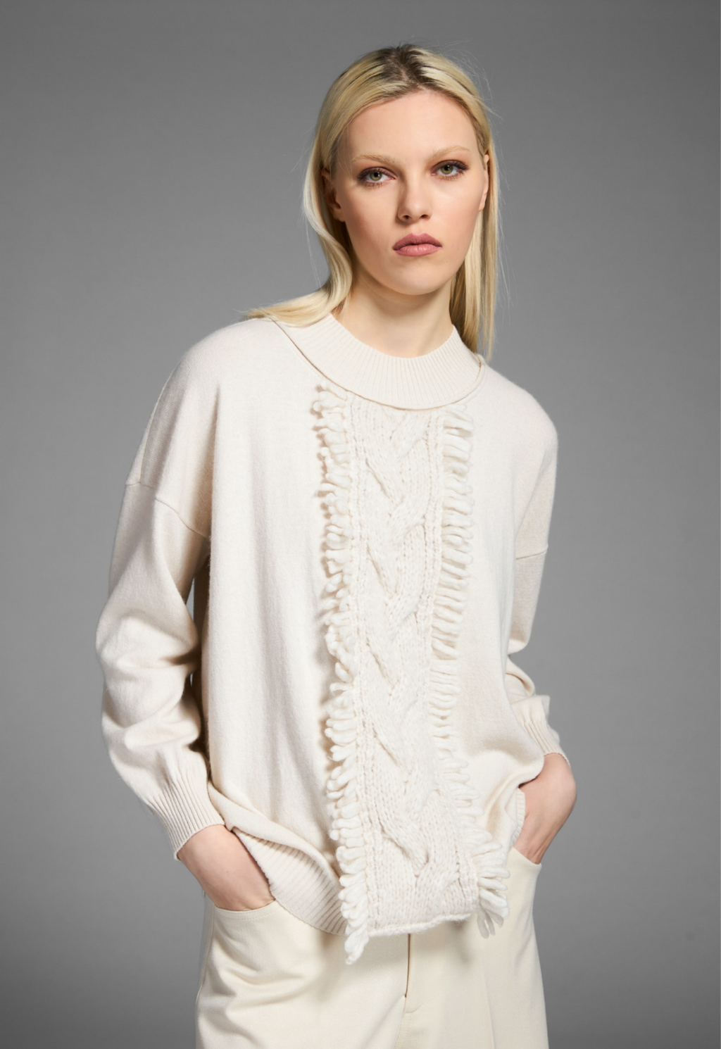 Tricot Chic Fine Knit Sweater in Oyster – Style S304