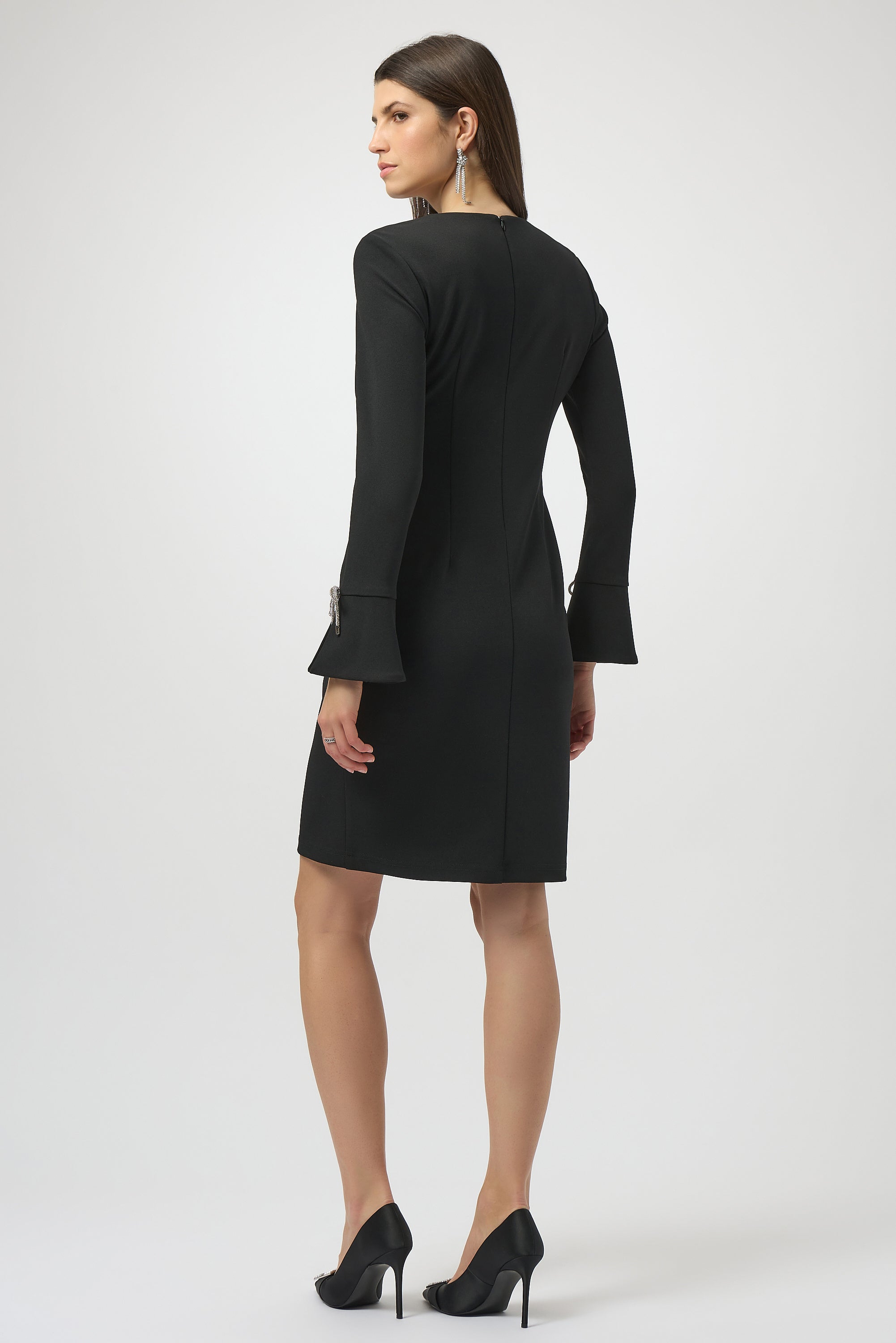 Pre-Order - Joseph Ribkoff Scuba Crepe Shift Dress With Rhinestone Bows
254048