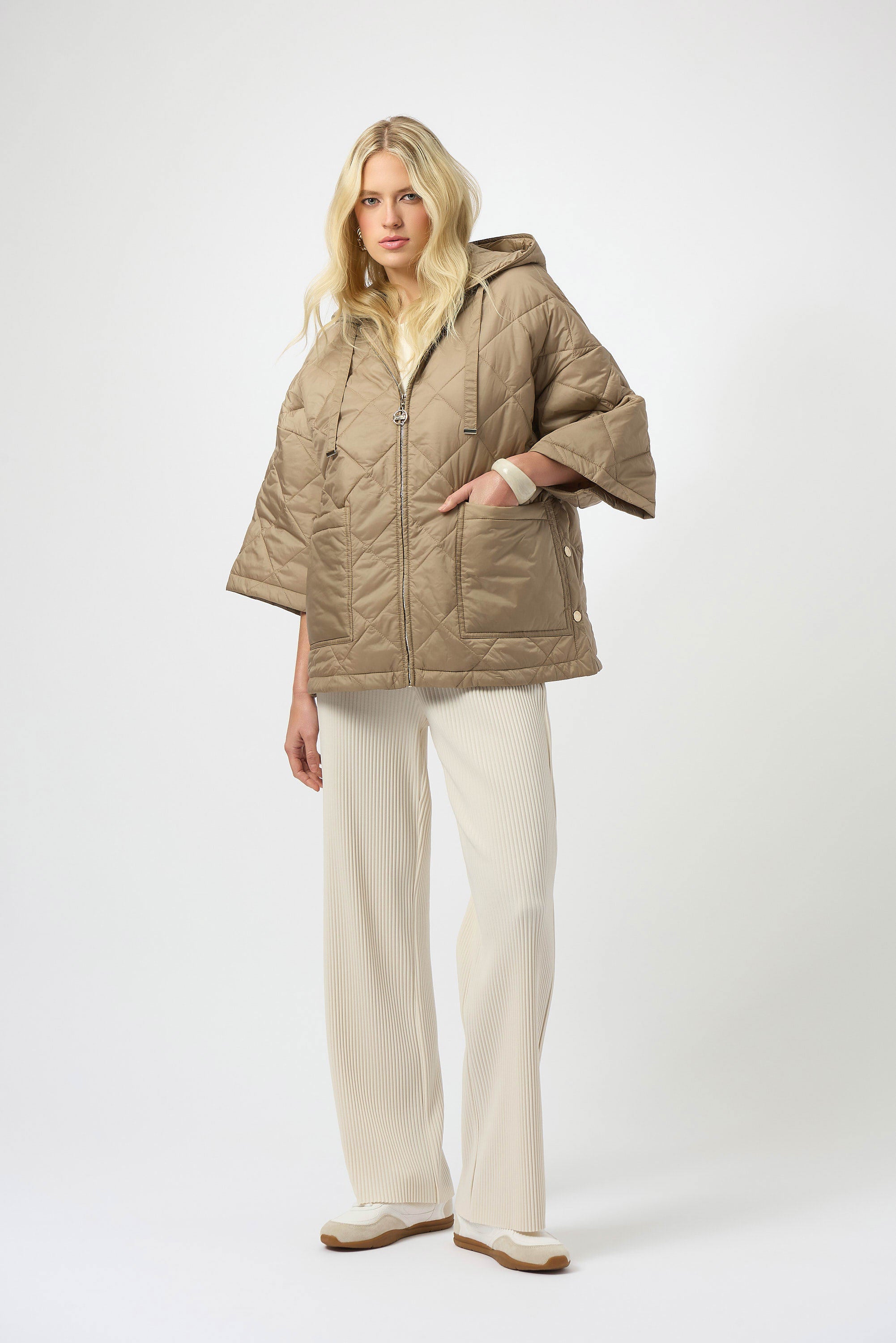 Pre- Order - Joseph Ribkoff Woven Diamond Quilt Hooded Jacket
254914