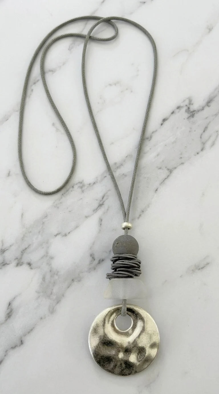 Envy Long Grey Adjustable Cord Statement Necklace – 598/N/H