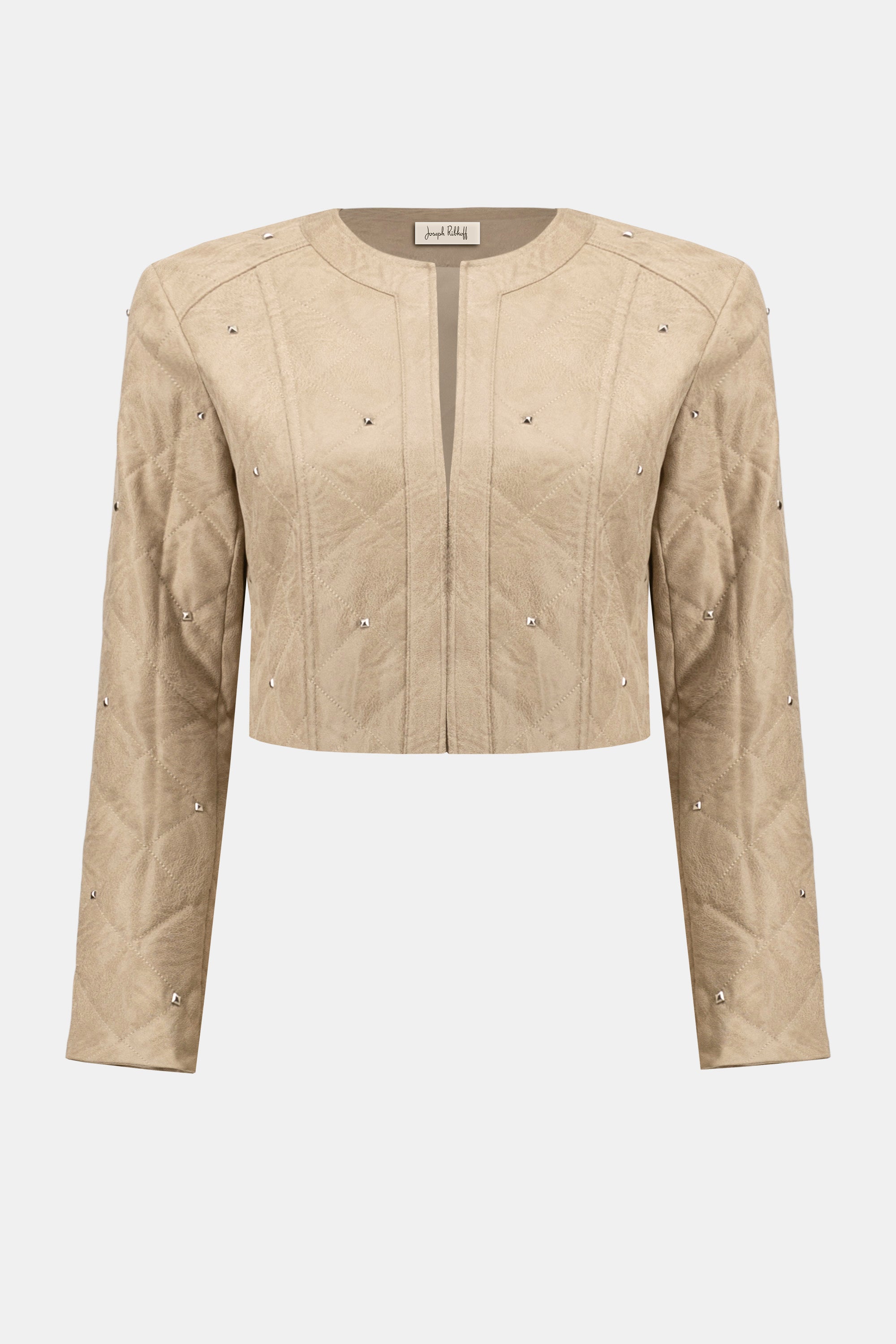 Joseph Ribkoff Foiled Faux Suede Diamond Quilt Studded Jacket
254929 in Fawn