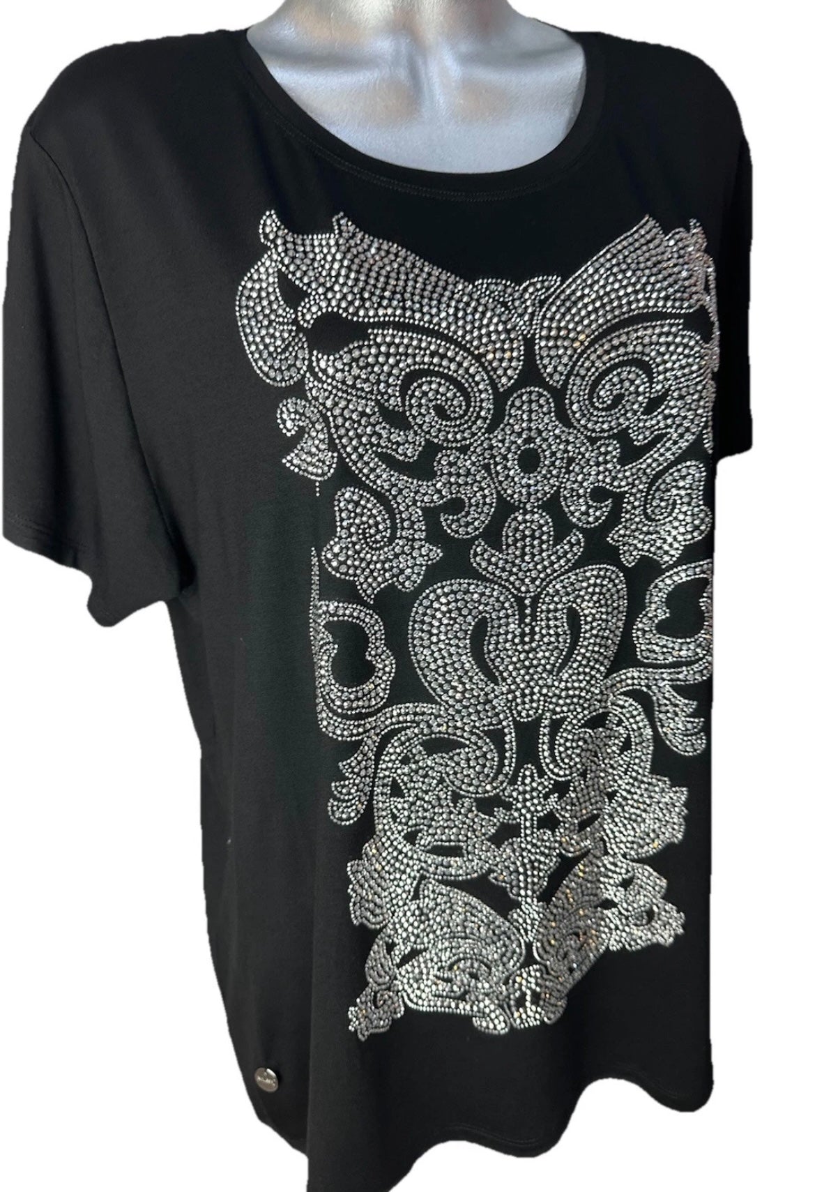Malissa J Black Diamanté T-Shirt One Size