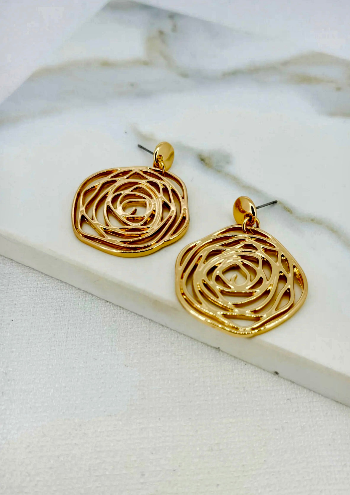 Envy Jewellery 4445/GD/E/E Large Gold Flower Earrings