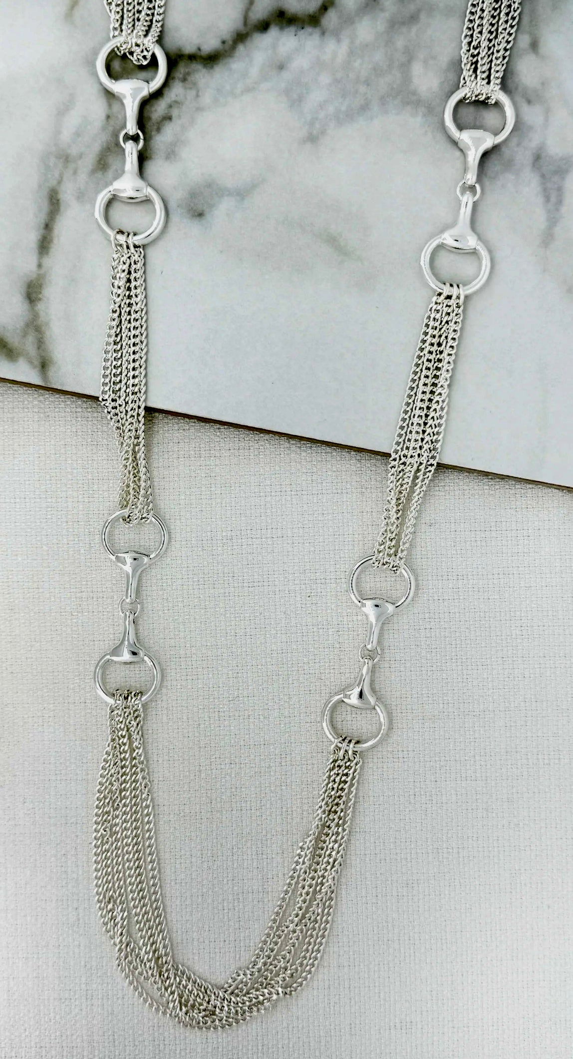 Envy Jewellery Long Silver Multi-Strand Necklace (Style 4511/SL/N/D)