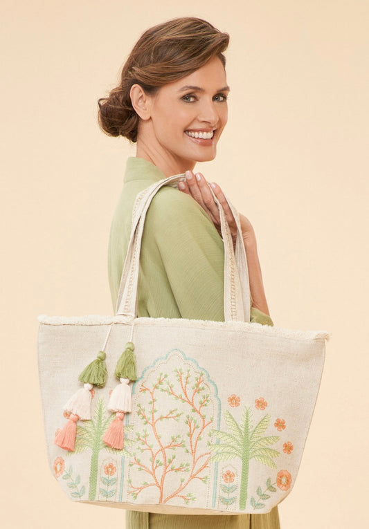 Powder - Jute Beach Tote - Paradise Palms