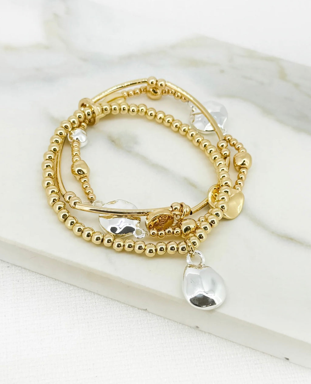 Envy 4774/GD/B/H Gold & Silver Multi-Strand Charm Bracelet