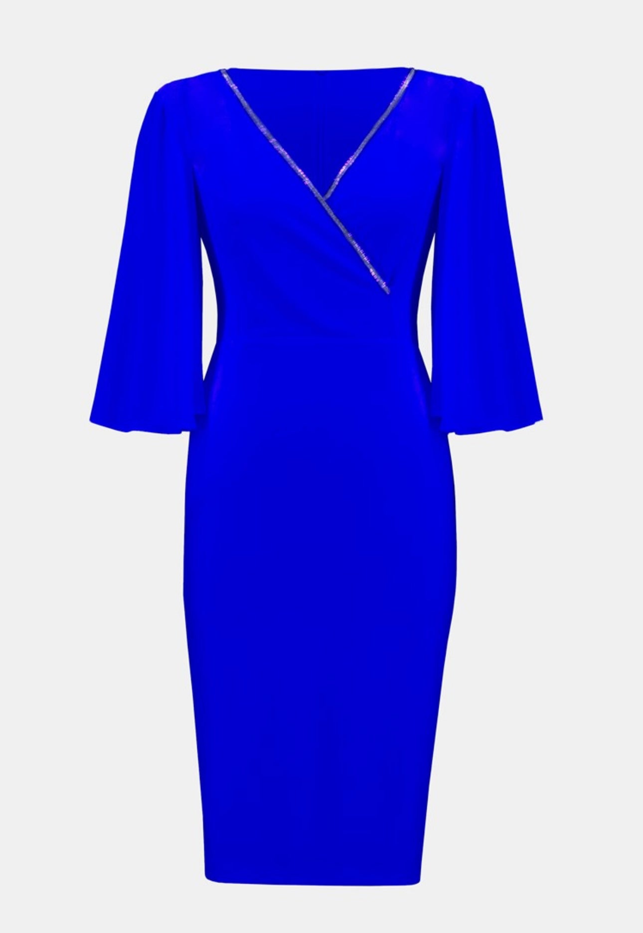 242732 Joseph Ribkoff Silky  Wrap Dress with Flowy Georgette Sleeves
242732 S/S 2024