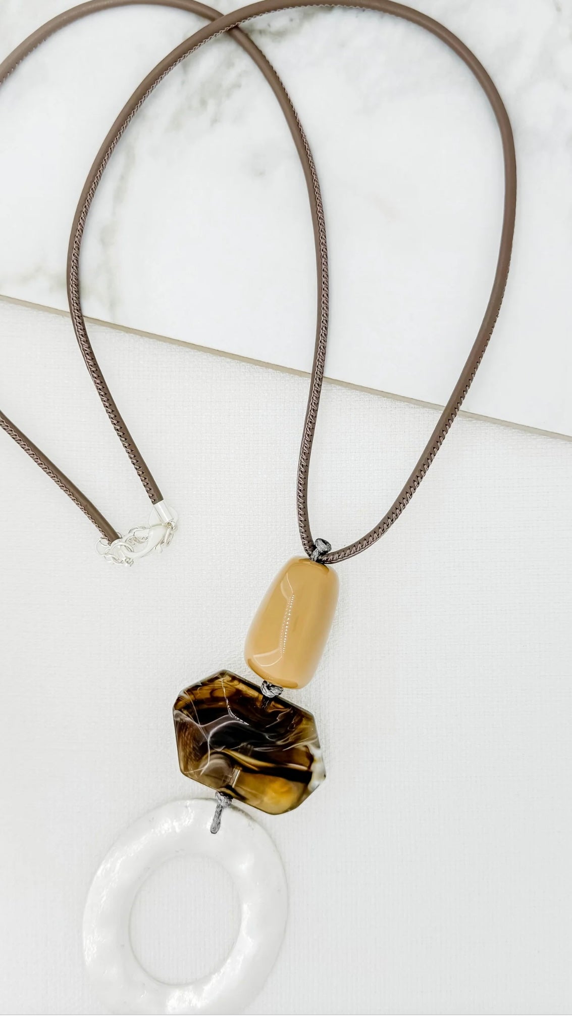 Envy Jewellery Long Grey Cord Necklace (Style 4605/N/H).
