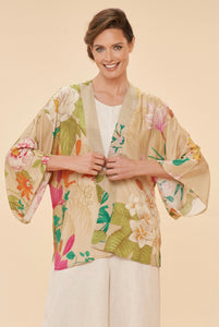 Powder - Tropical Flora and Fauna Kimono Jacket in Coconut - Colour Coconut